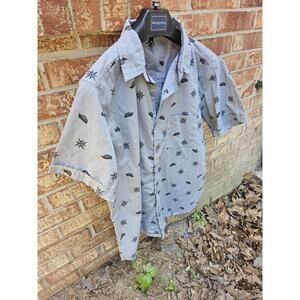 Toku Mens Button Up Shirt Large Short Sleeve Nautical Sailboat Compass Print